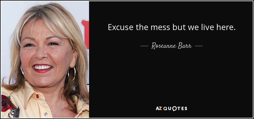 Excuse the mess but we live here. - Roseanne Barr