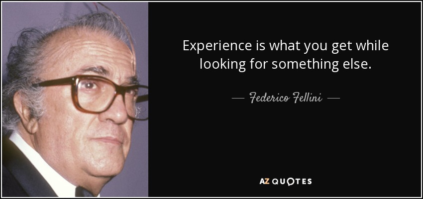 Experience is what you get while looking for something else. - Federico Fellini