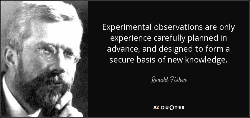 Experimental observations are only experience carefully planned in advance, and designed to form a secure basis of new knowledge. - Ronald Fisher