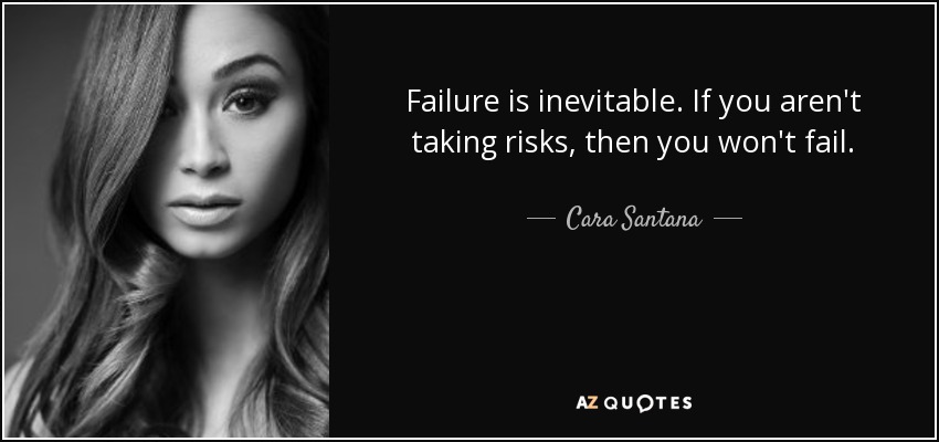 Failure is inevitable. If you aren't taking risks, then you won't fail. - Cara Santana