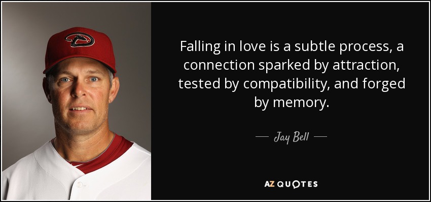 Falling in love is a subtle process, a connection sparked by attraction, tested by compatibility, and forged by memory. - Jay Bell
