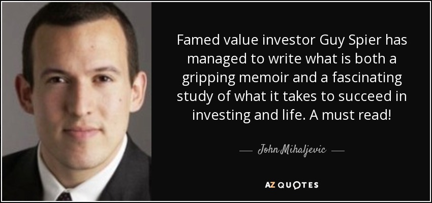 Famed value investor Guy Spier has managed to write what is both a gripping memoir and a fascinating study of what it takes to succeed in investing and life. A must read! - John Mihaljevic