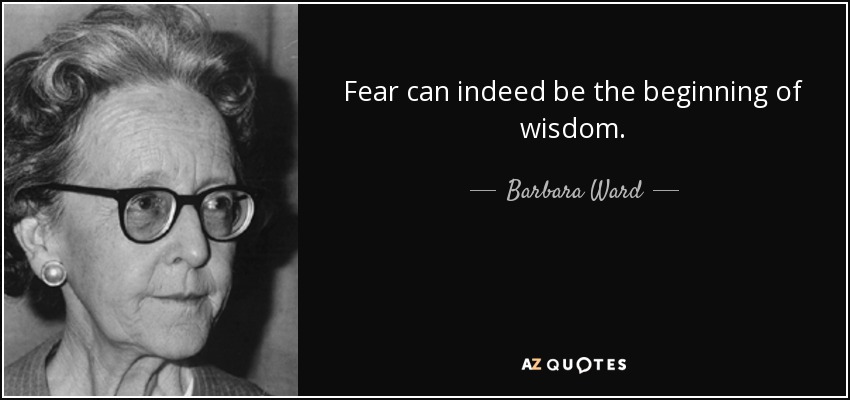 Fear can indeed be the beginning of wisdom. - Barbara Ward, Baroness Jackson of Lodsworth