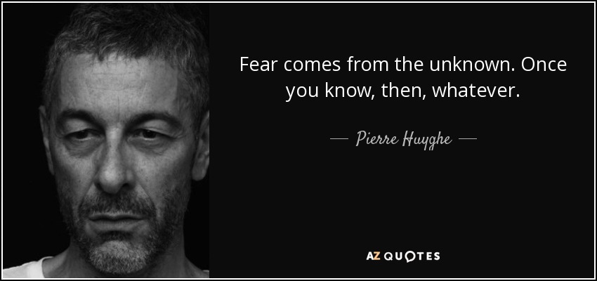 Fear comes from the unknown. Once you know, then, whatever. - Pierre Huyghe