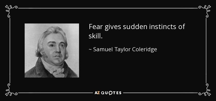 Fear gives sudden instincts of skill. - Samuel Taylor Coleridge