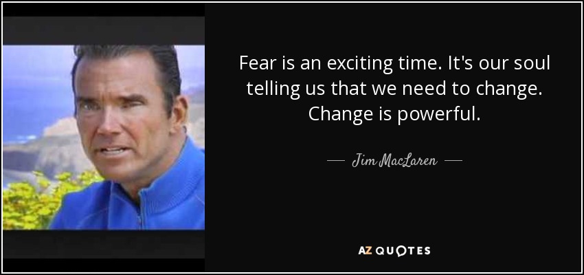 Fear is an exciting time. It's our soul telling us that we need to change. Change is powerful. - Jim MacLaren