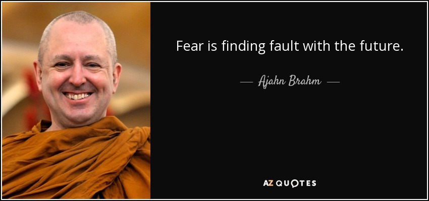 Fear is finding fault with the future. - Ajahn Brahm