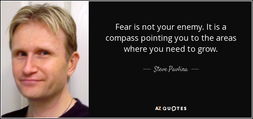 Fear is not your enemy. It is a compass pointing you to the areas where you need to grow. - Steve Pavlina