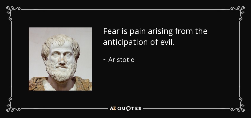 Fear is pain arising from the anticipation of evil. - Aristotle