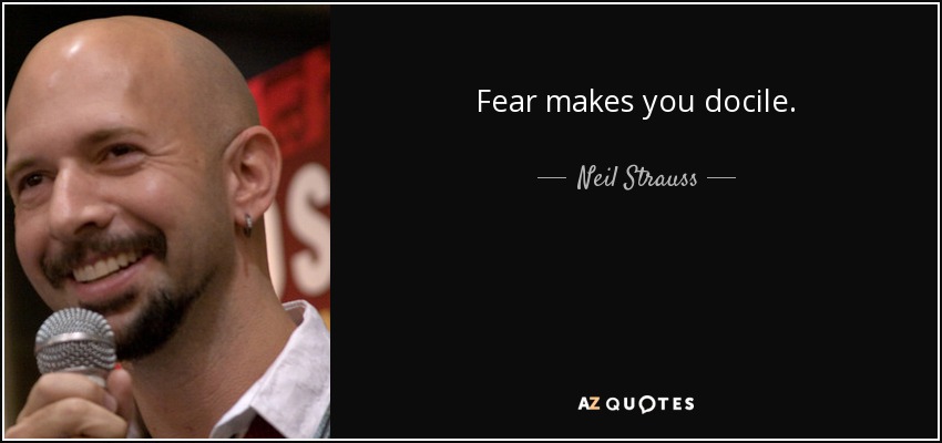Fear makes you docile. - Neil Strauss