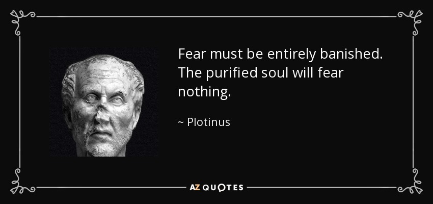 Fear must be entirely banished. The purified soul will fear nothing. - Plotinus