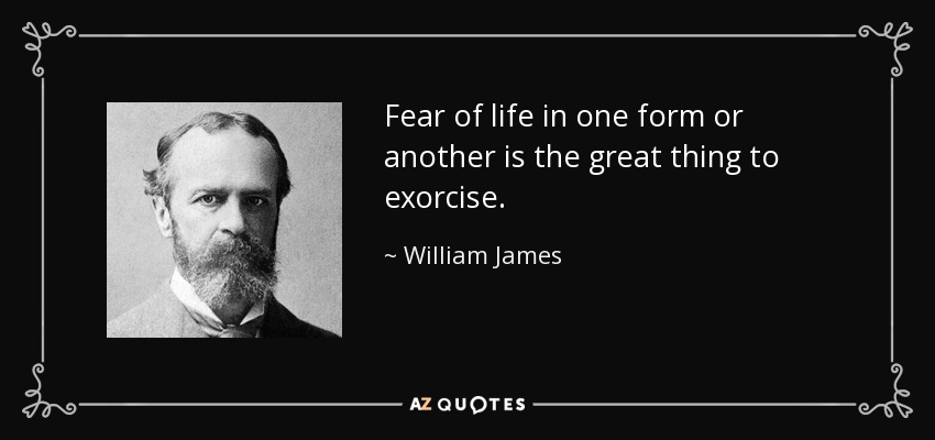 Fear of life in one form or another is the great thing to exorcise. - William James