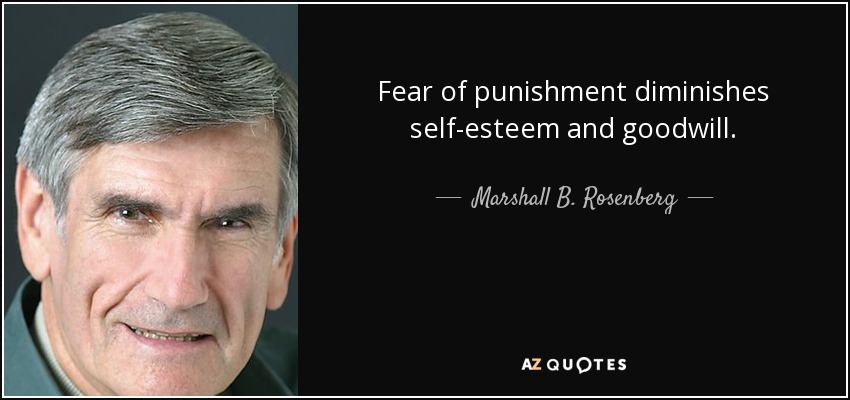 Fear of punishment diminishes self-esteem and goodwill. - Marshall B. Rosenberg