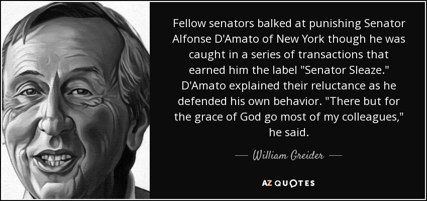 Fellow senators balked at punishing Senator Alfonse D'Amato of New York though he was caught in a series of transactions that earned him the label 