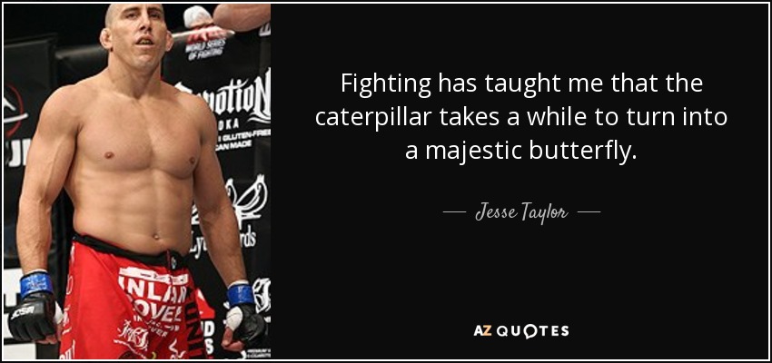 Fighting has taught me that the caterpillar takes a while to turn into a majestic butterfly. - Jesse Taylor