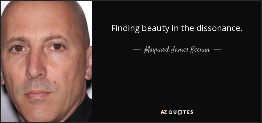 Finding beauty in the dissonance. - Maynard James Keenan