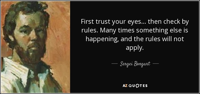First trust your eyes... then check by rules. Many times something else is happening, and the rules will not apply. - Sergei Bongart