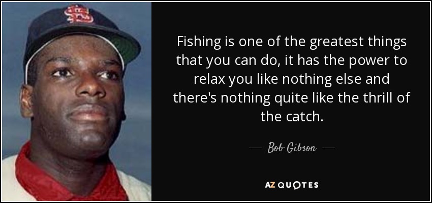 Fishing is one of the greatest things that you can do, it has the power to relax you like nothing else and there's nothing quite like the thrill of the catch. - Bob Gibson