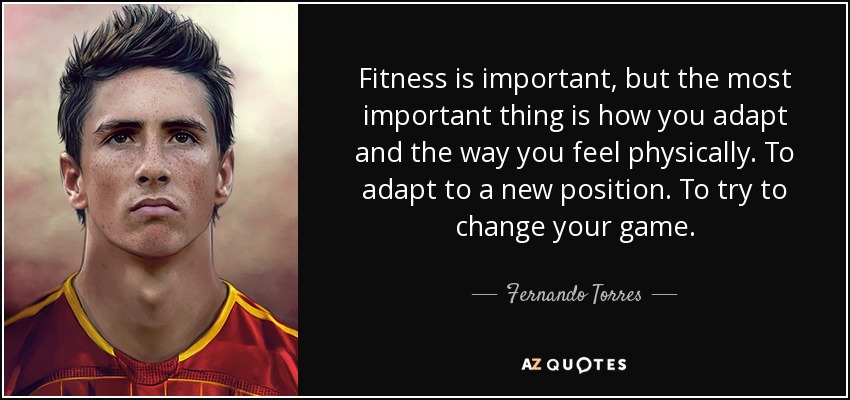 Fitness is important, but the most important thing is how you adapt and the way you feel physically. To adapt to a new position. To try to change your game. - Fernando Torres