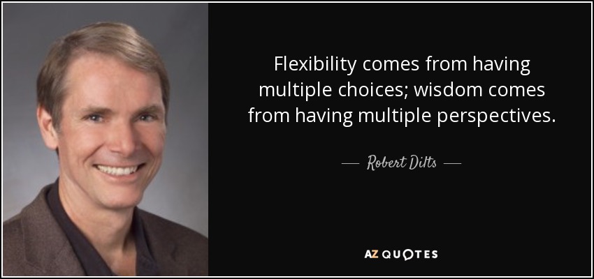 Flexibility comes from having multiple choices; wisdom comes from having multiple perspectives. - Robert Dilts