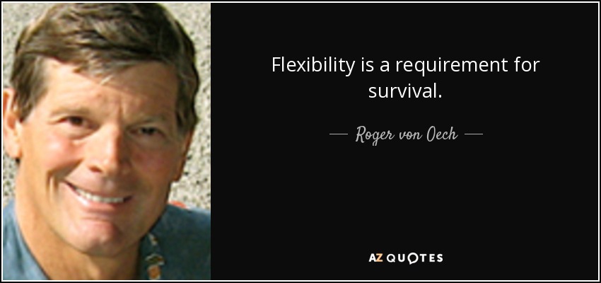 Flexibility is a requirement for survival. - Roger von Oech