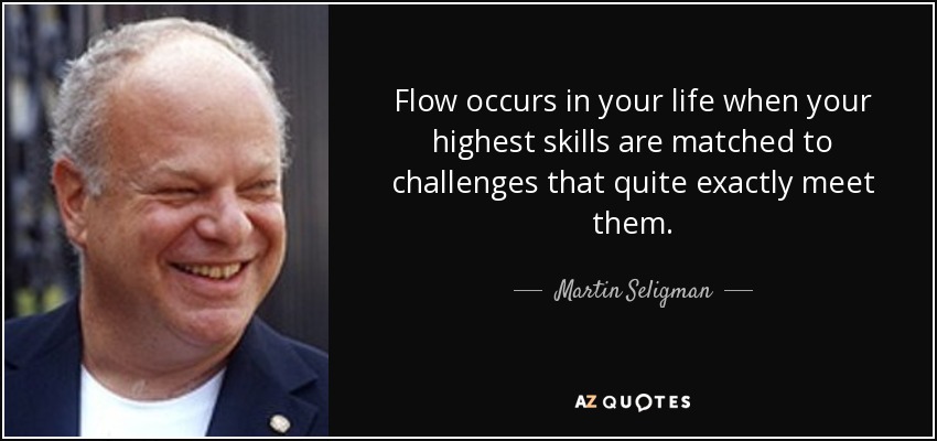 Flow occurs in your life when your highest skills are matched to challenges that quite exactly meet them. - Martin Seligman