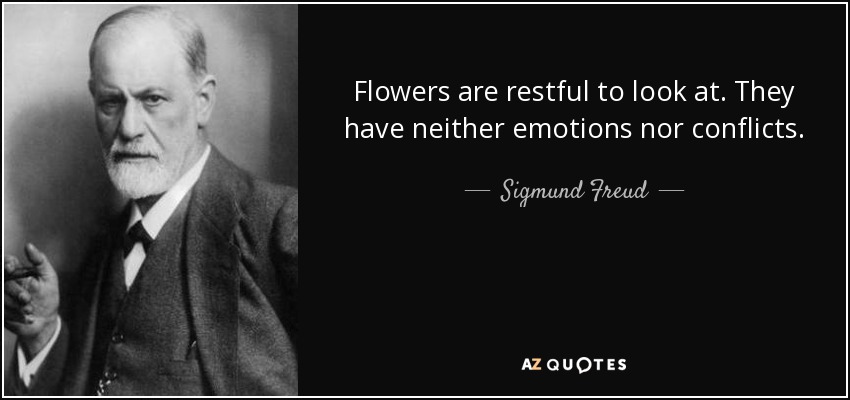 Flowers are restful to look at. They have neither emotions nor conflicts. - Sigmund Freud