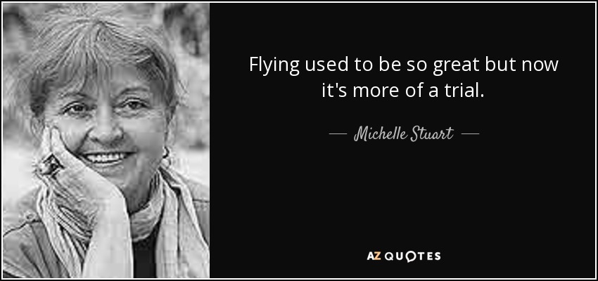 Flying used to be so great but now it's more of a trial. - Michelle Stuart