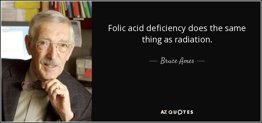 Folic acid deficiency does the same thing as radiation. - Bruce Ames