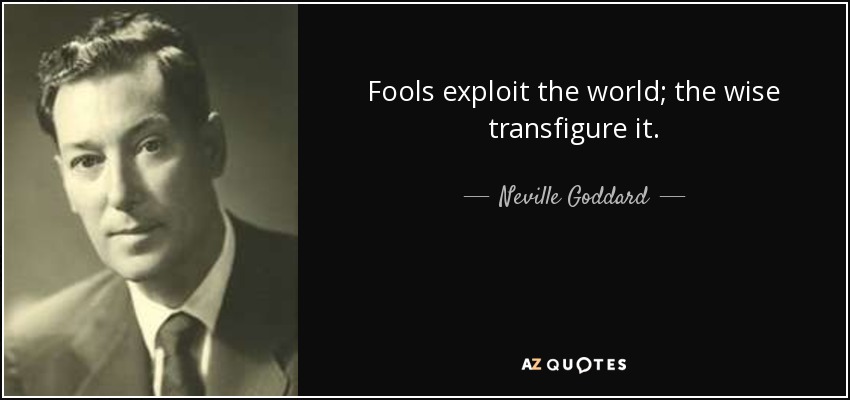 Fools exploit the world; the wise transfigure it. - Neville Goddard