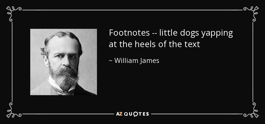 Footnotes -- little dogs yapping at the heels of the text - William James
