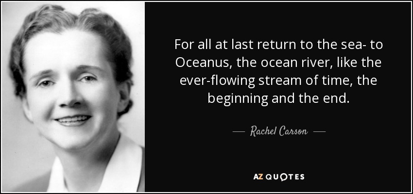 For all at last return to the sea- to Oceanus, the ocean river, like the ever-flowing stream of time, the beginning and the end. - Rachel Carson