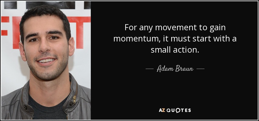 For any movement to gain momentum, it must start with a small action. - Adam Braun
