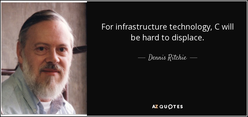 For infrastructure technology, C will be hard to displace. - Dennis Ritchie