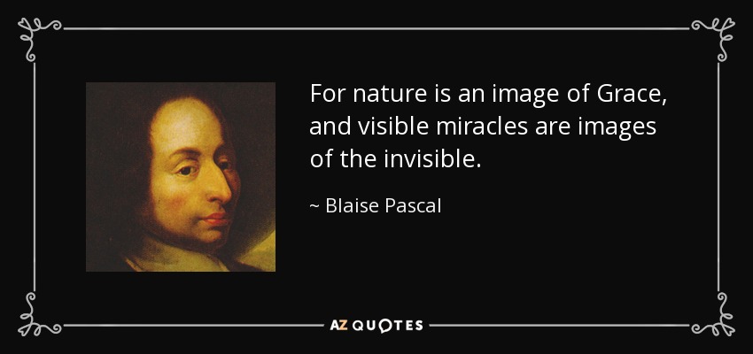 For nature is an image of Grace, and visible miracles are images of the invisible. - Blaise Pascal