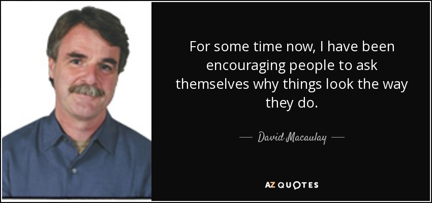 For some time now, I have been encouraging people to ask themselves why things look the way they do. - David Macaulay