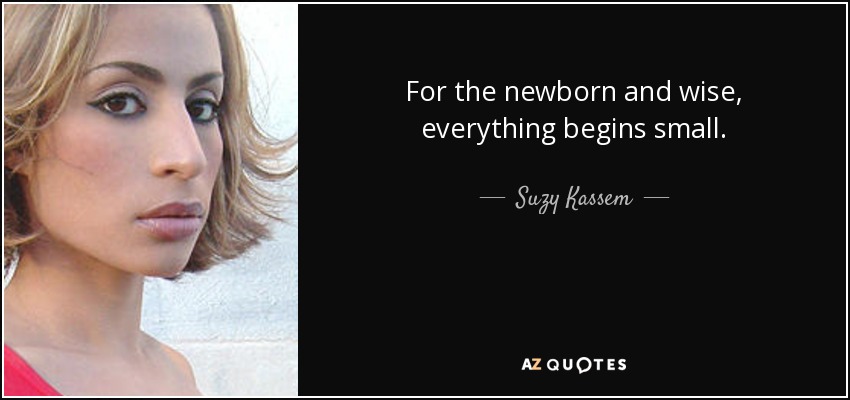 For the newborn and wise, everything begins small. - Suzy Kassem