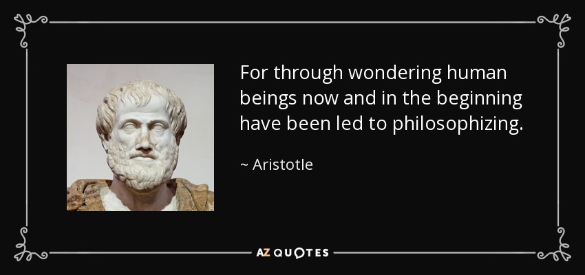For through wondering human beings now and in the beginning have been led to philosophizing. - Aristotle
