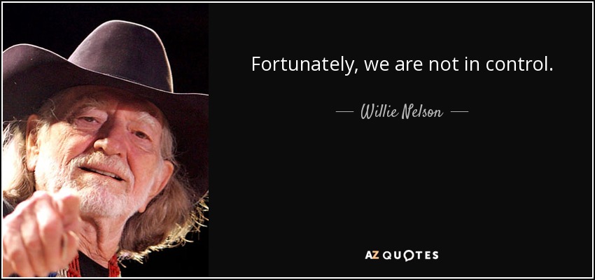 Fortunately, we are not in control. - Willie Nelson