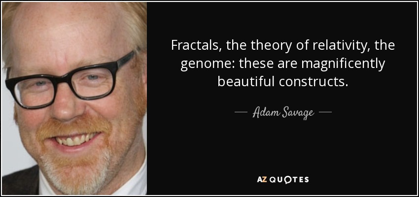 Fractals, the theory of relativity, the genome: these are magnificently beautiful constructs. - Adam Savage