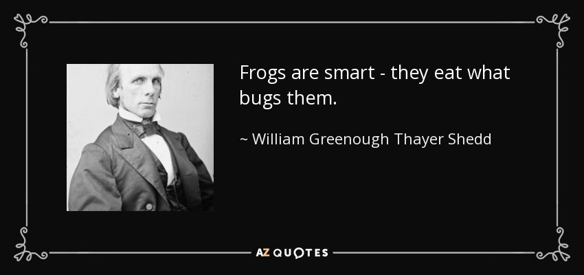 Frogs are smart - they eat what bugs them. - William Greenough Thayer Shedd