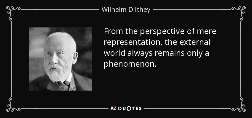 From the perspective of mere representation, the external world always remains only a phenomenon. - Wilhelm Dilthey