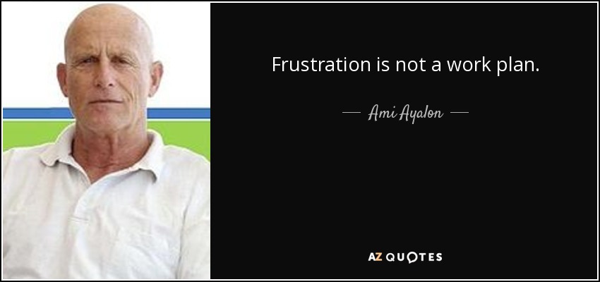 Frustration is not a work plan. - Ami Ayalon