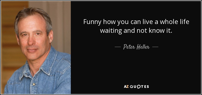 Funny how you can live a whole life waiting and not know it. - Peter Heller