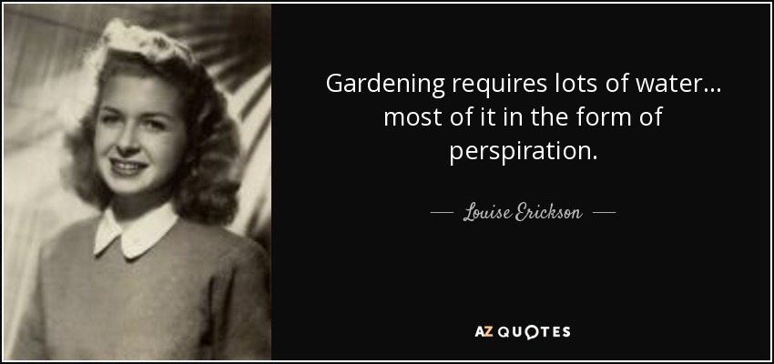 Gardening requires lots of water... most of it in the form of perspiration. - Louise Erickson