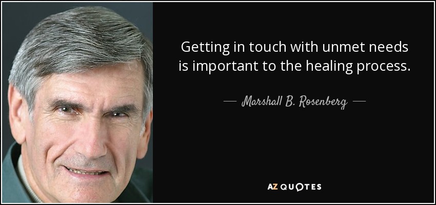 Getting in touch with unmet needs is important to the healing process. - Marshall B. Rosenberg