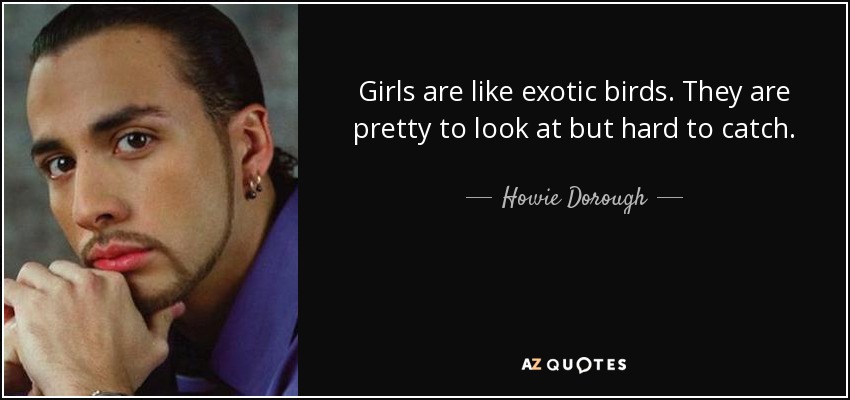 Girls are like exotic birds. They are pretty to look at but hard to catch. - Howie Dorough