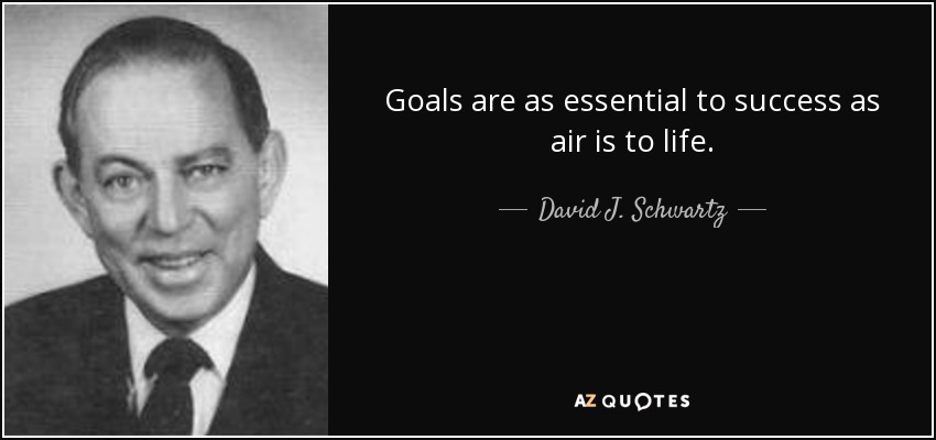 Goals are as essential to success as air is to life. - David J. Schwartz