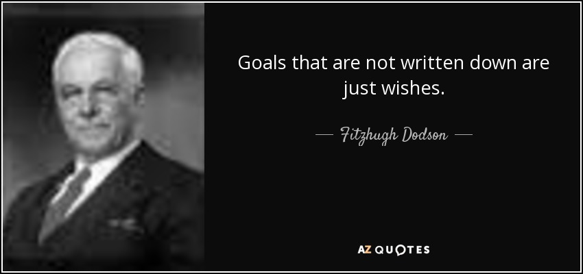 Goals that are not written down are just wishes. - Fitzhugh Dodson