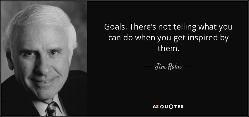 Goals. There's not telling what you can do when you get inspired by them. - Jim Rohn